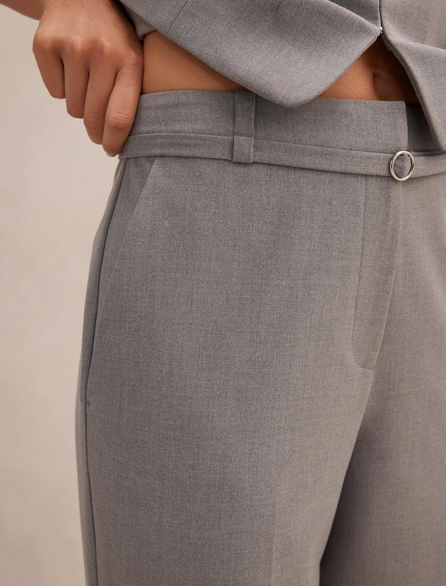 Kyla Belted Straight Leg Pants Grey