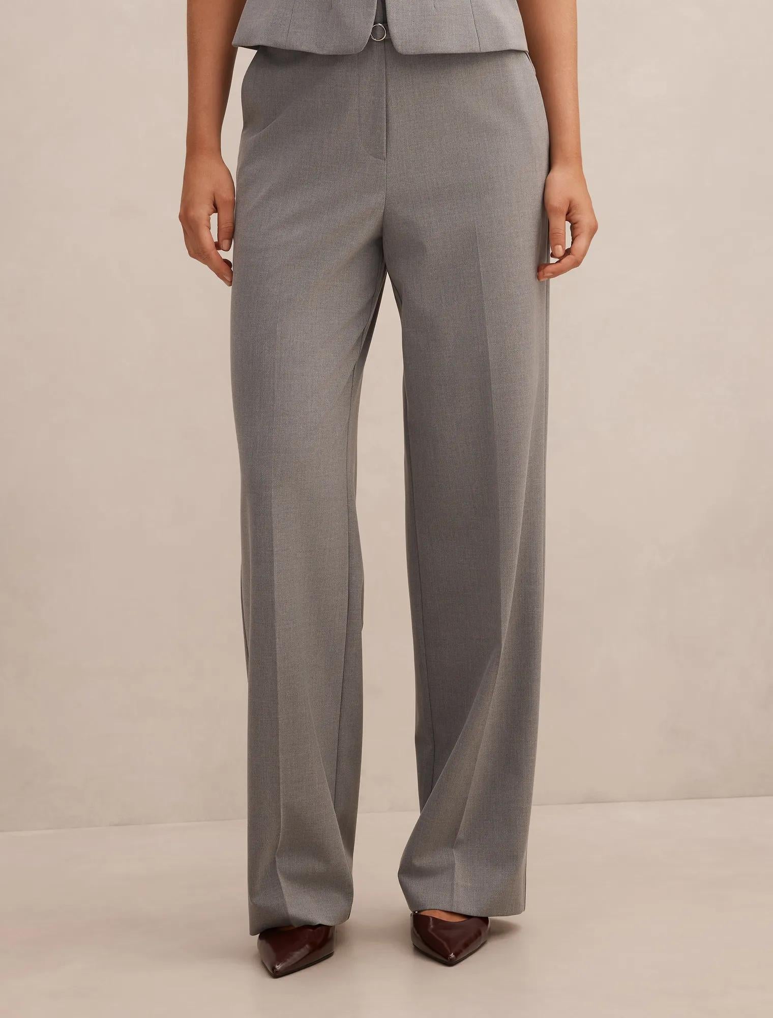 Kyla Belted Straight Leg Pants Grey