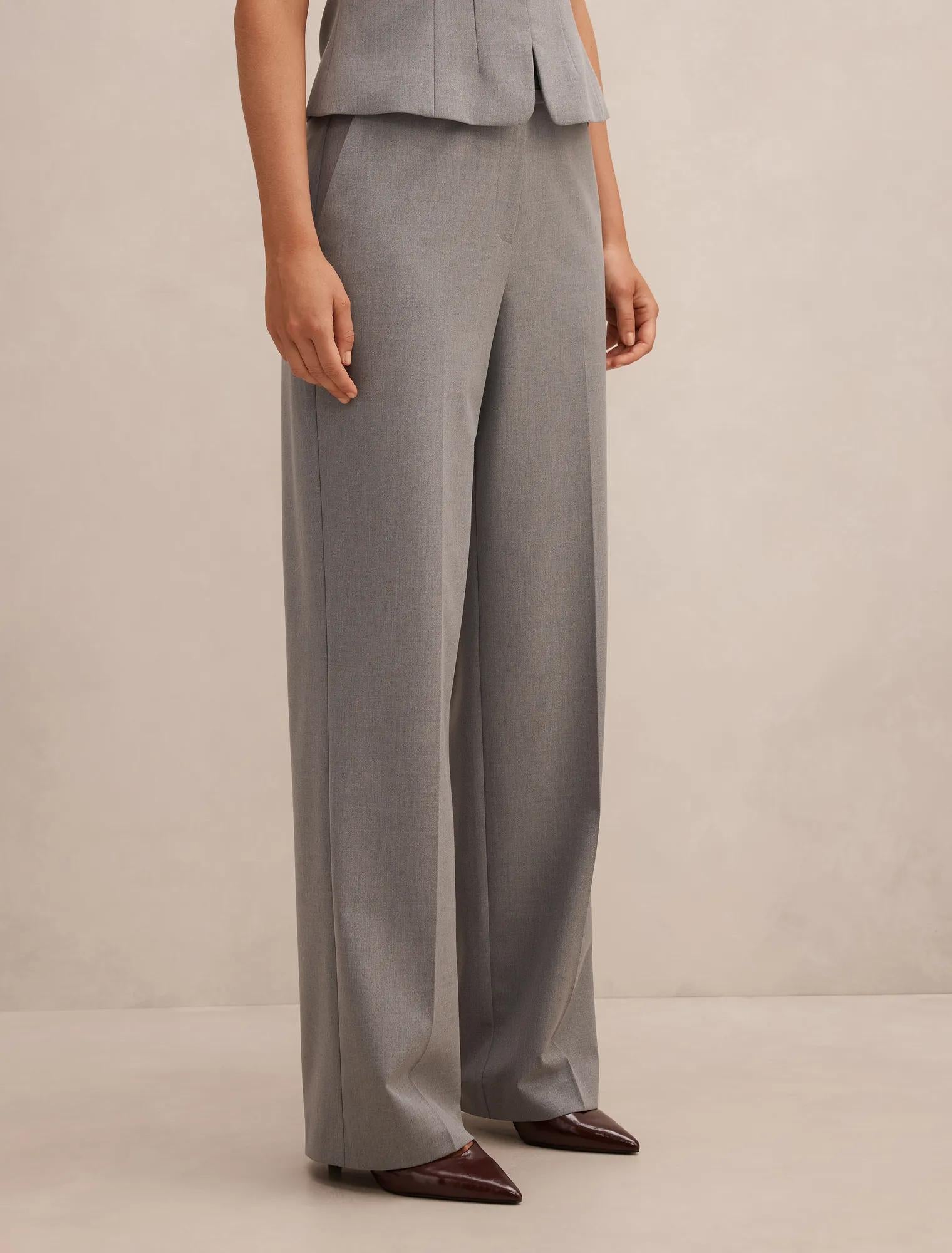 Kyla Belted Straight Leg Pants Grey