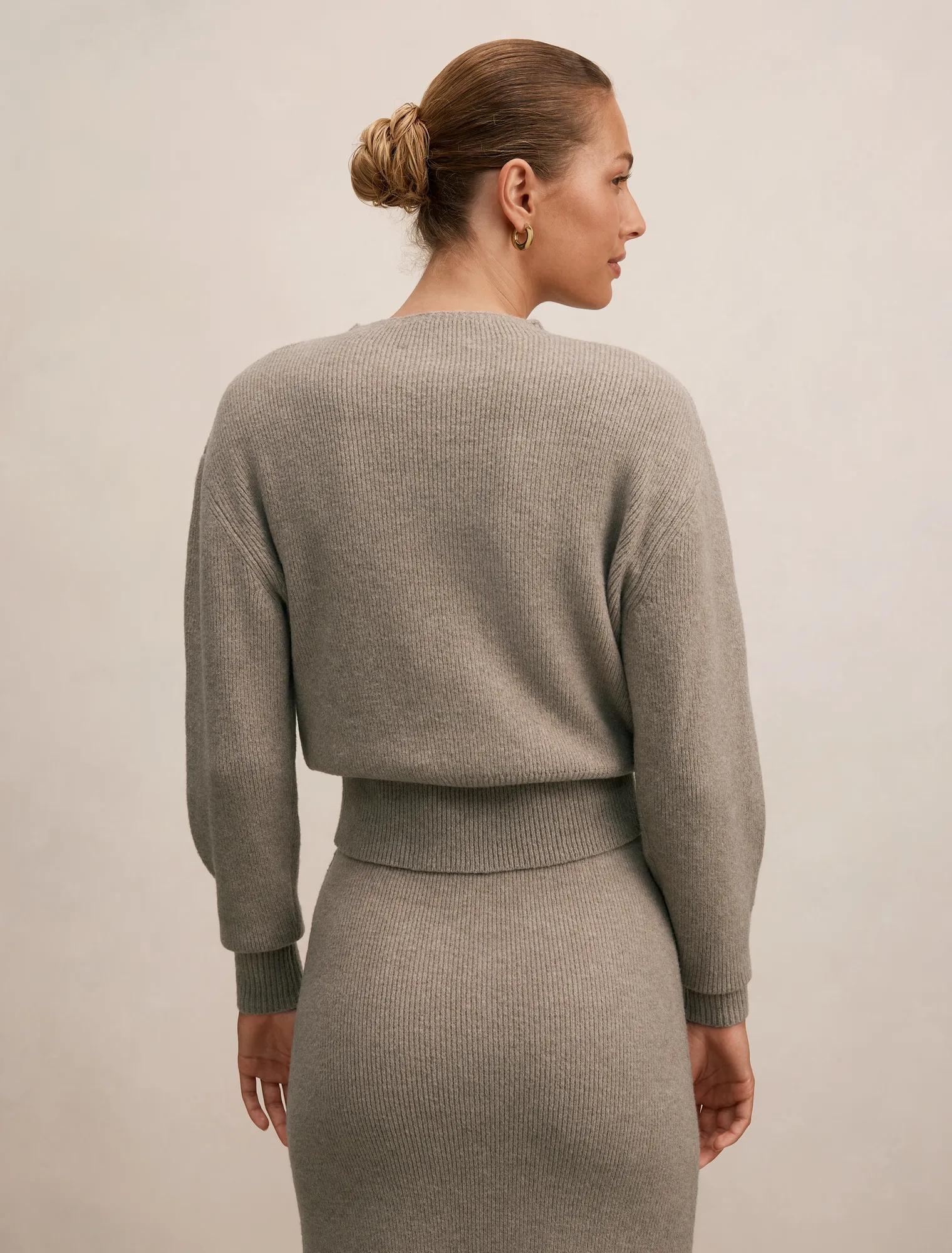 Cora Cinched Hem Knit Sweater Soft Mocha Co Ord
