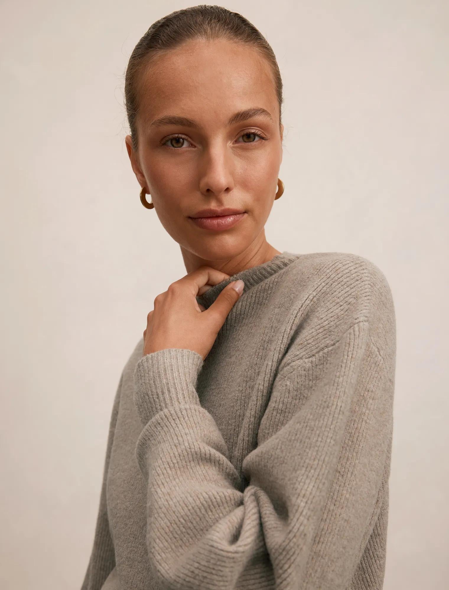 Cora Cinched Hem Knit Sweater Soft Mocha Co Ord