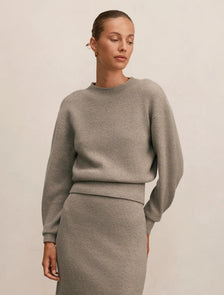 Cora Cinched Hem Knit Sweater Soft Mocha Co Ord