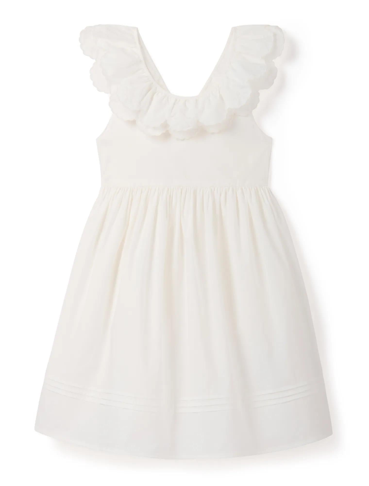 Macie Girls Petal Collar Dress White Cloud
