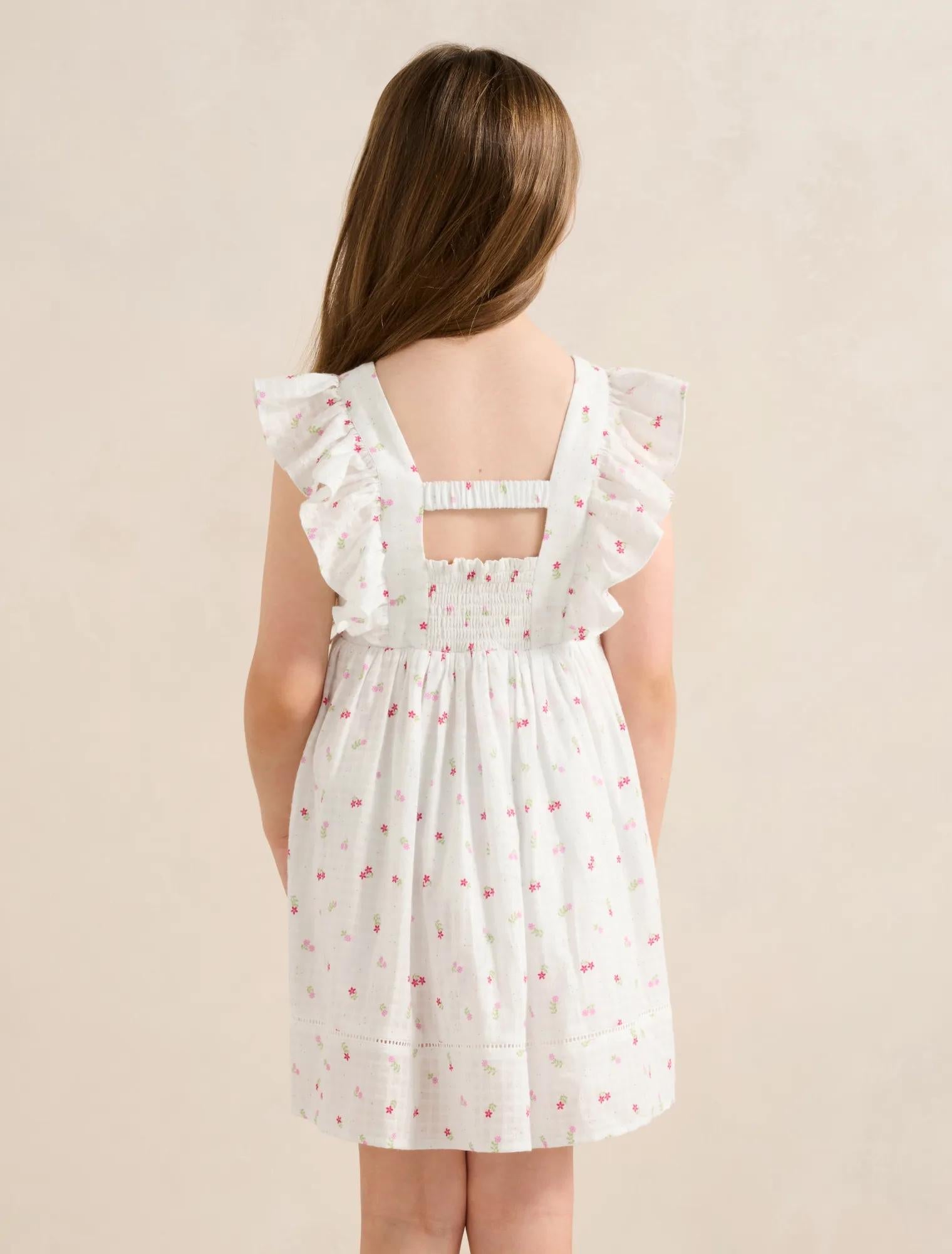 Sofia Girls Pintuck Pinafore Dress Sofia Floral