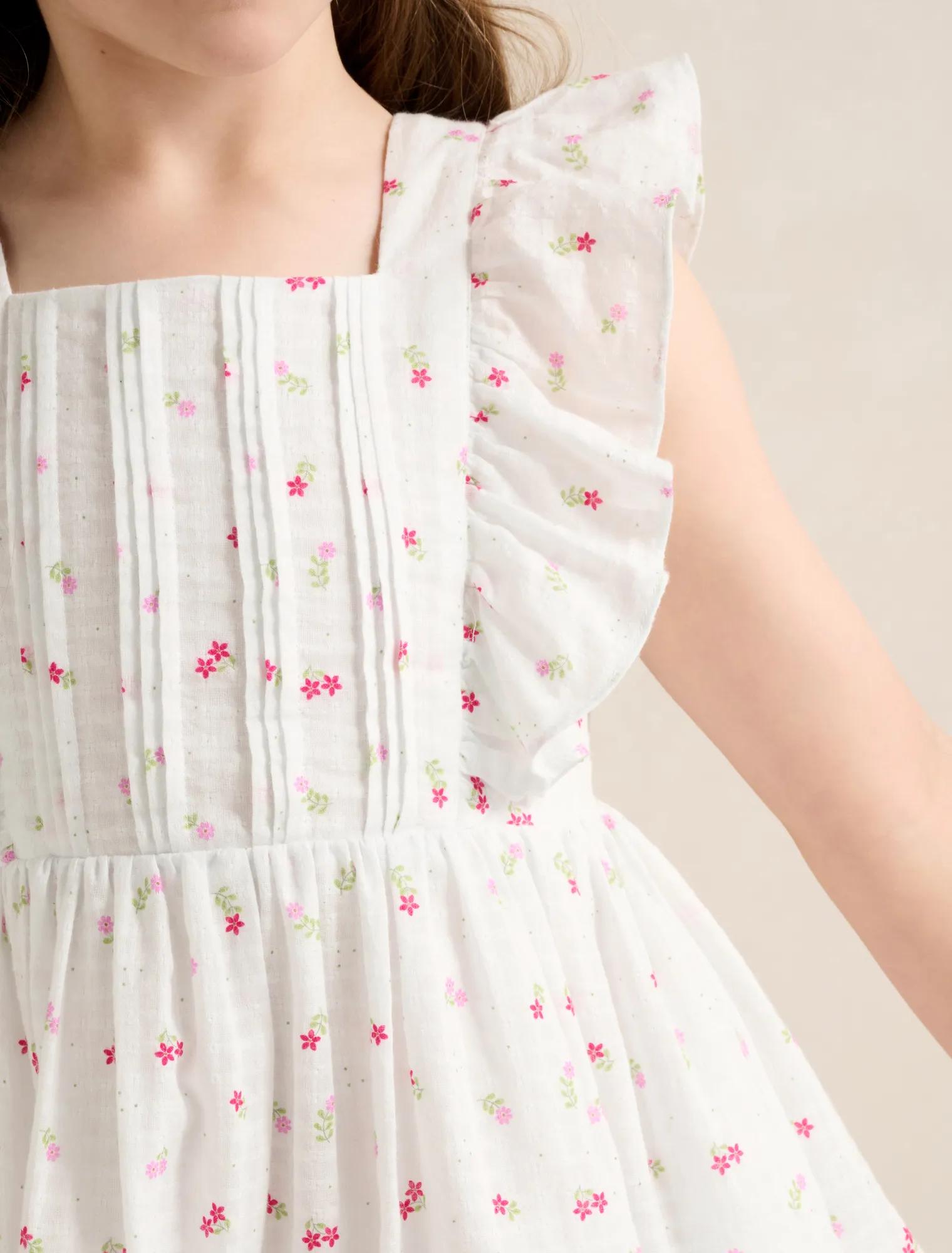 Sofia Girls Pintuck Pinafore Dress Sofia Floral