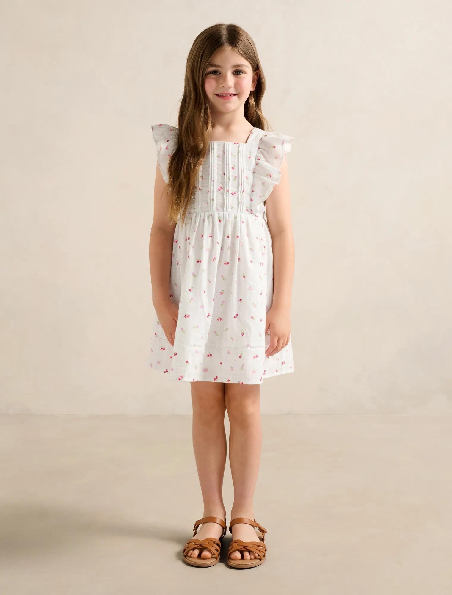Sofia Girls Pintuck Pinafore Dress Sofia Floral