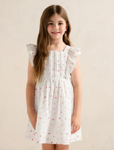 Sofia Girls Pintuck Pinafore Dress Sofia Floral