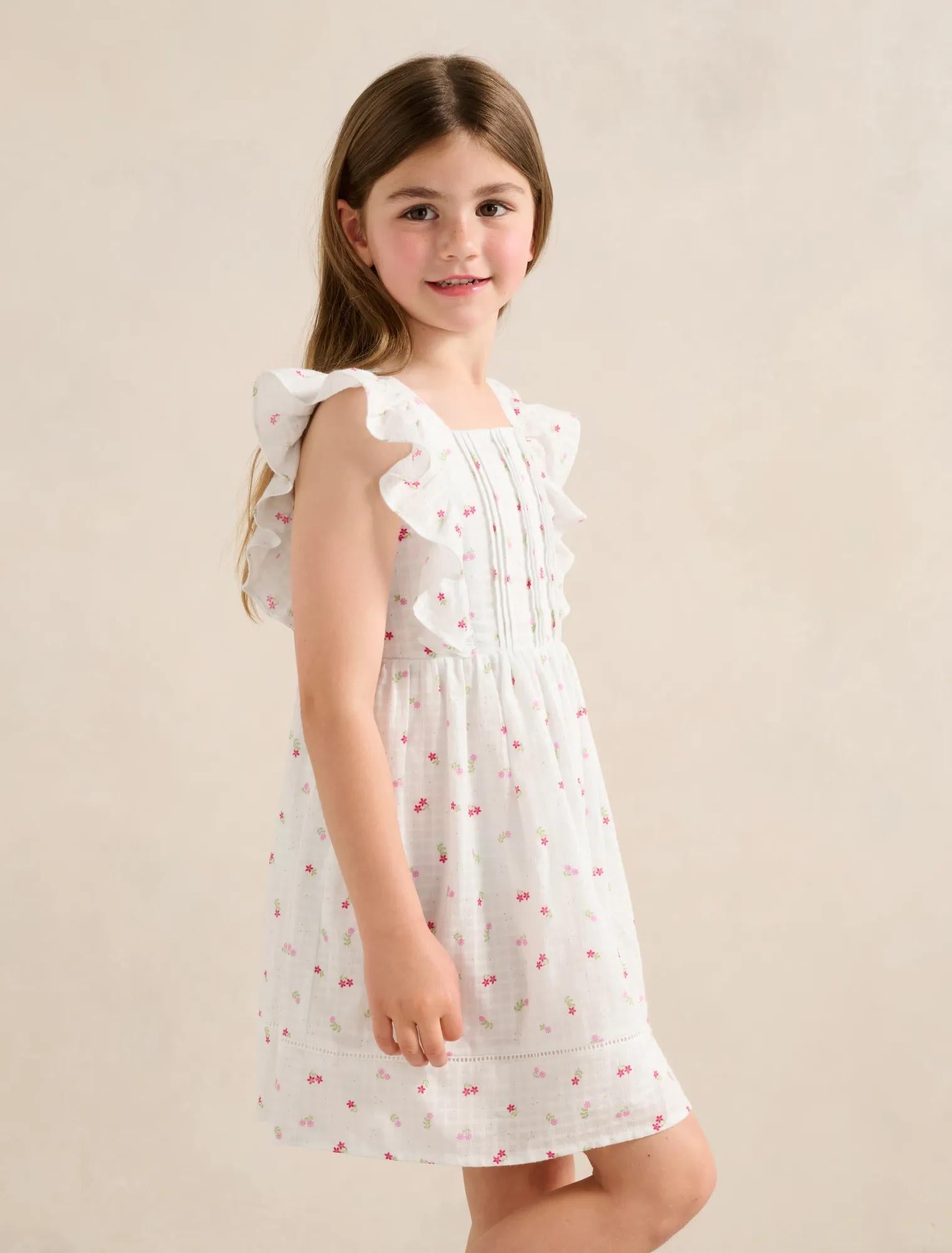 Sofia Girls Pintuck Pinafore Dress Sofia Floral
