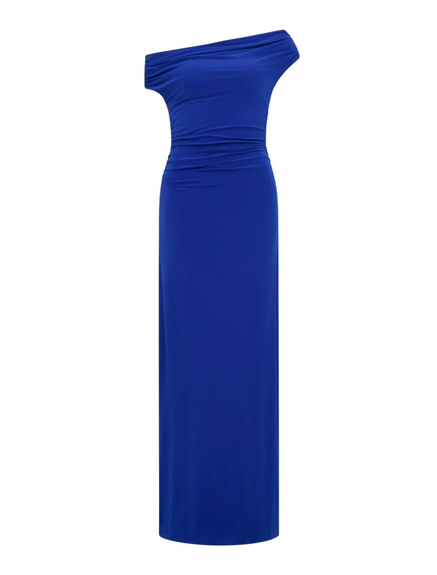 Romy Off Shoulder Jersey Maxi Dress Cosmic Blue