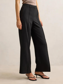 Penelope Pintuck Straight Leg Pants Black