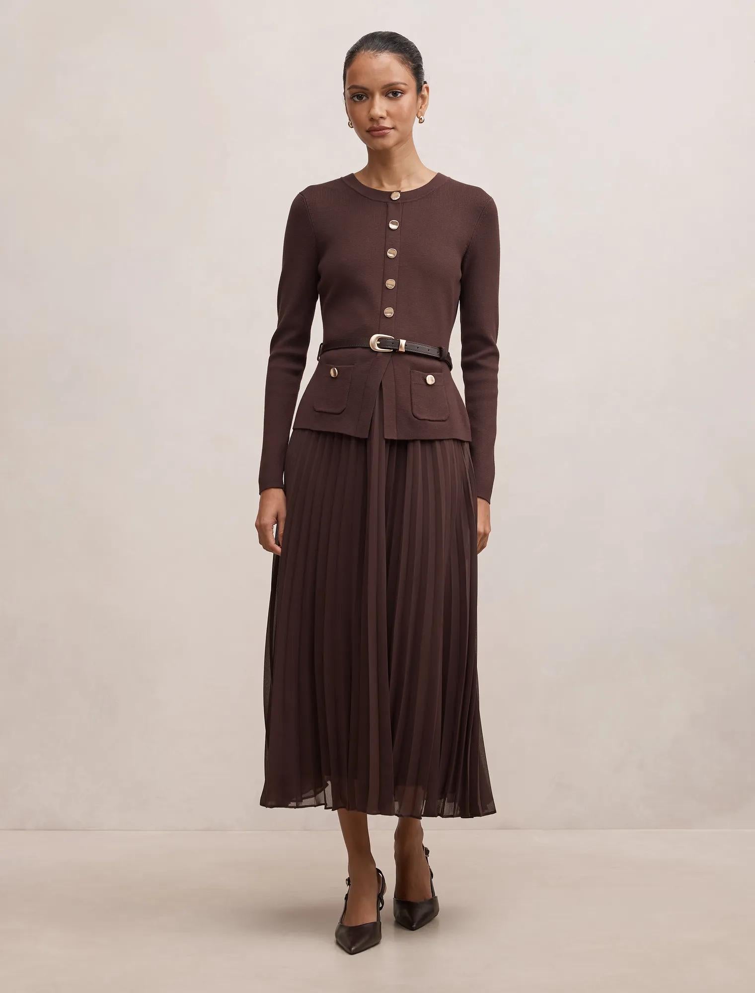 Daphne Petite Midi Dress Chocolate
