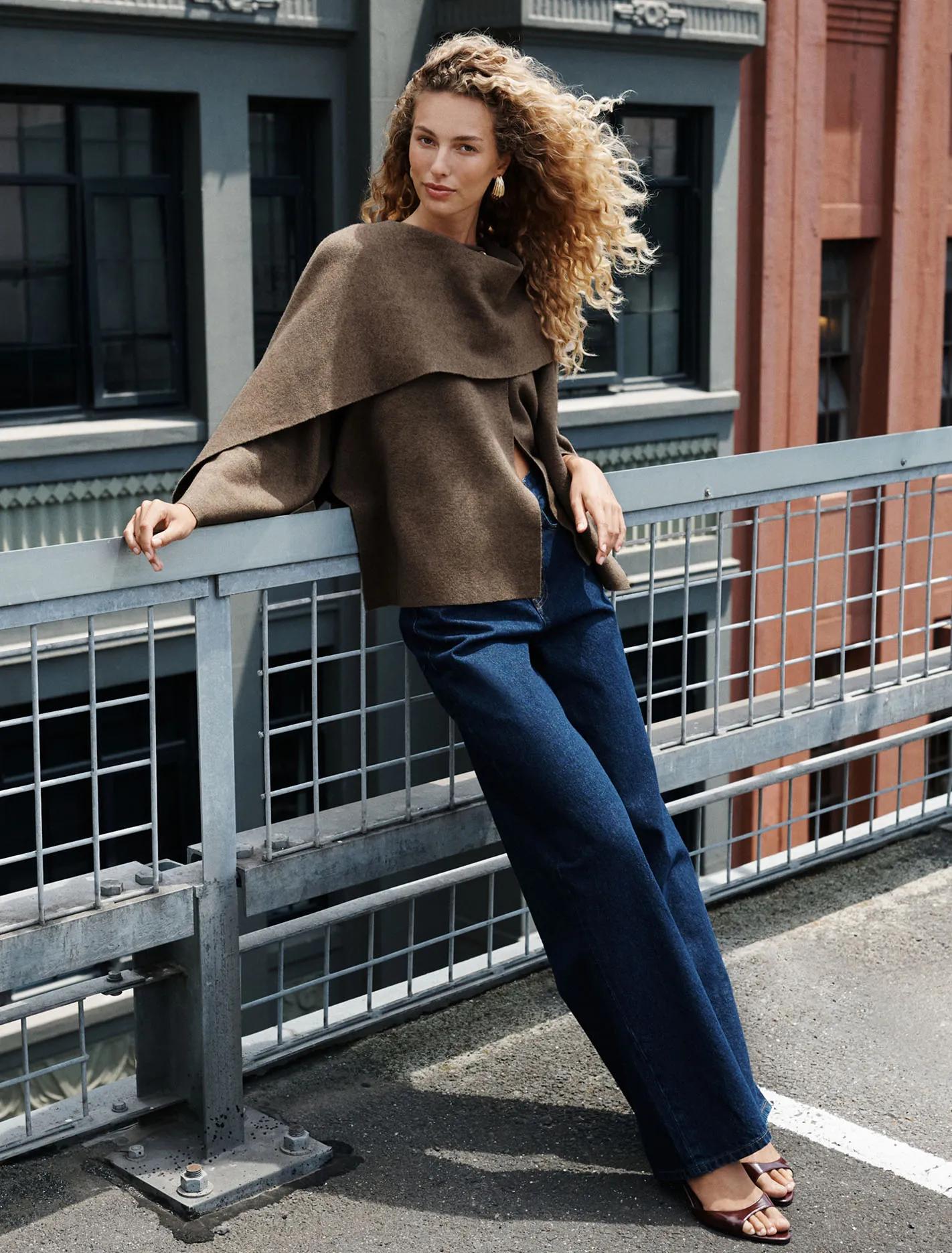 Tabitha Knitted Cape Mocha