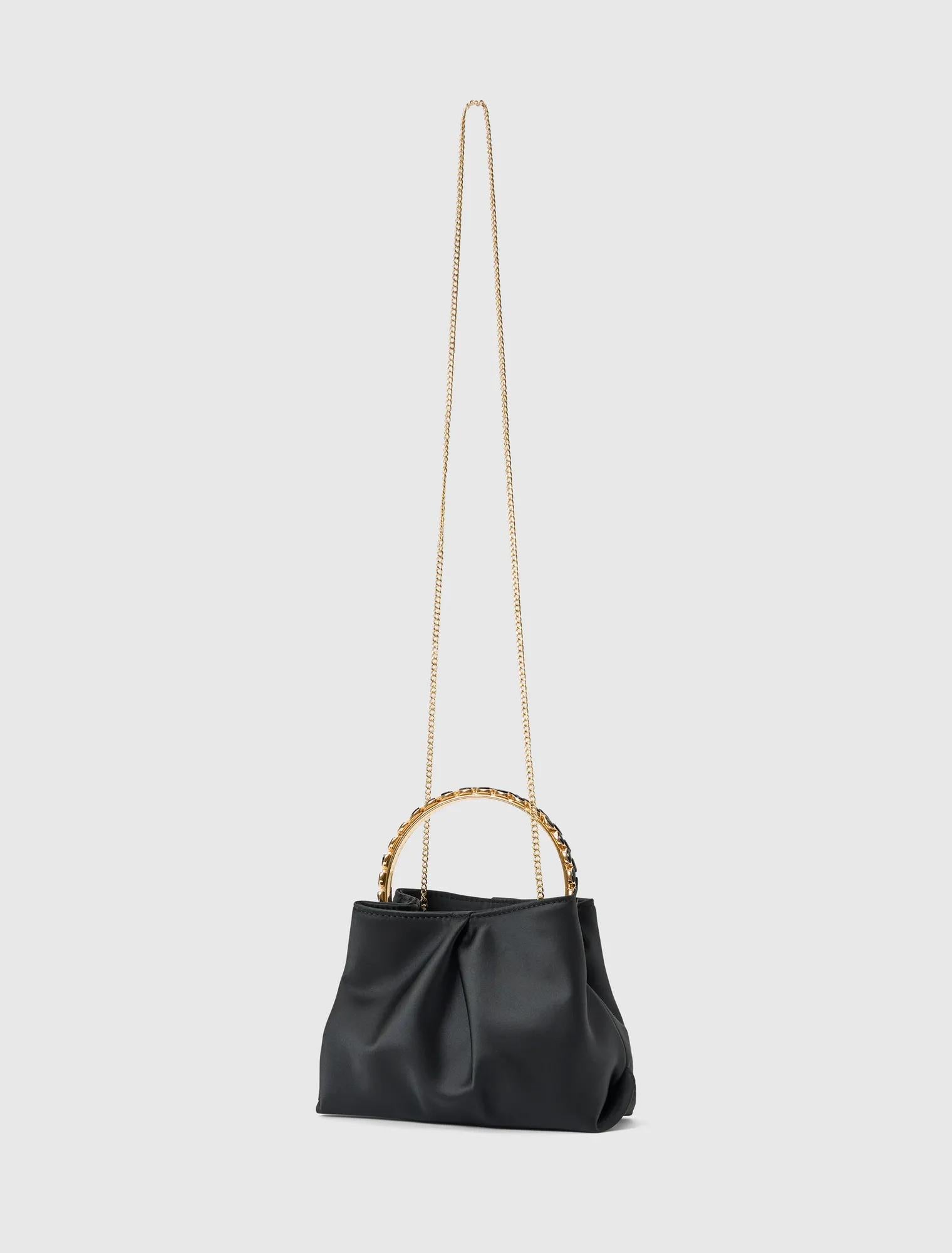 Juniper Jewel Handle Soft Clutch Black_mannequin