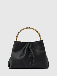 Juniper Jewel Handle Soft Clutch Black_mannequin