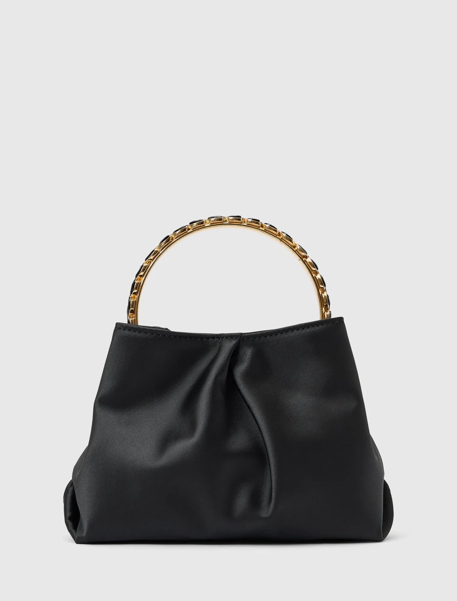 Juniper Jewel Handle Soft Clutch Black_mannequin