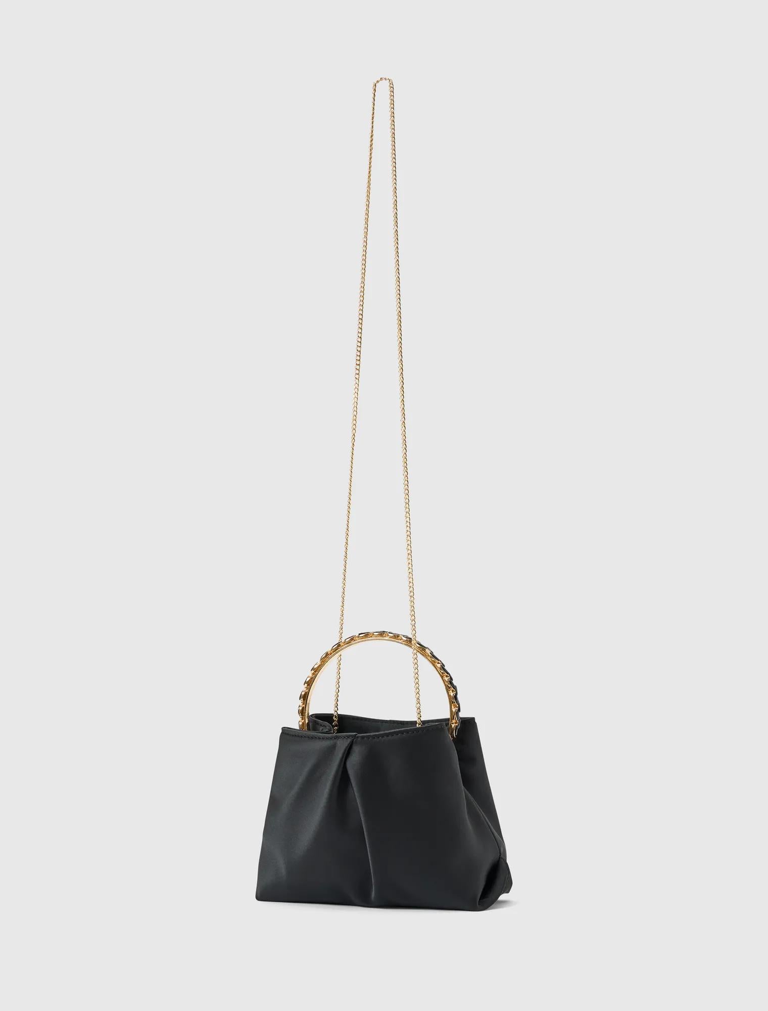 Juniper Jewel Handle Soft Clutch Black_mannequin