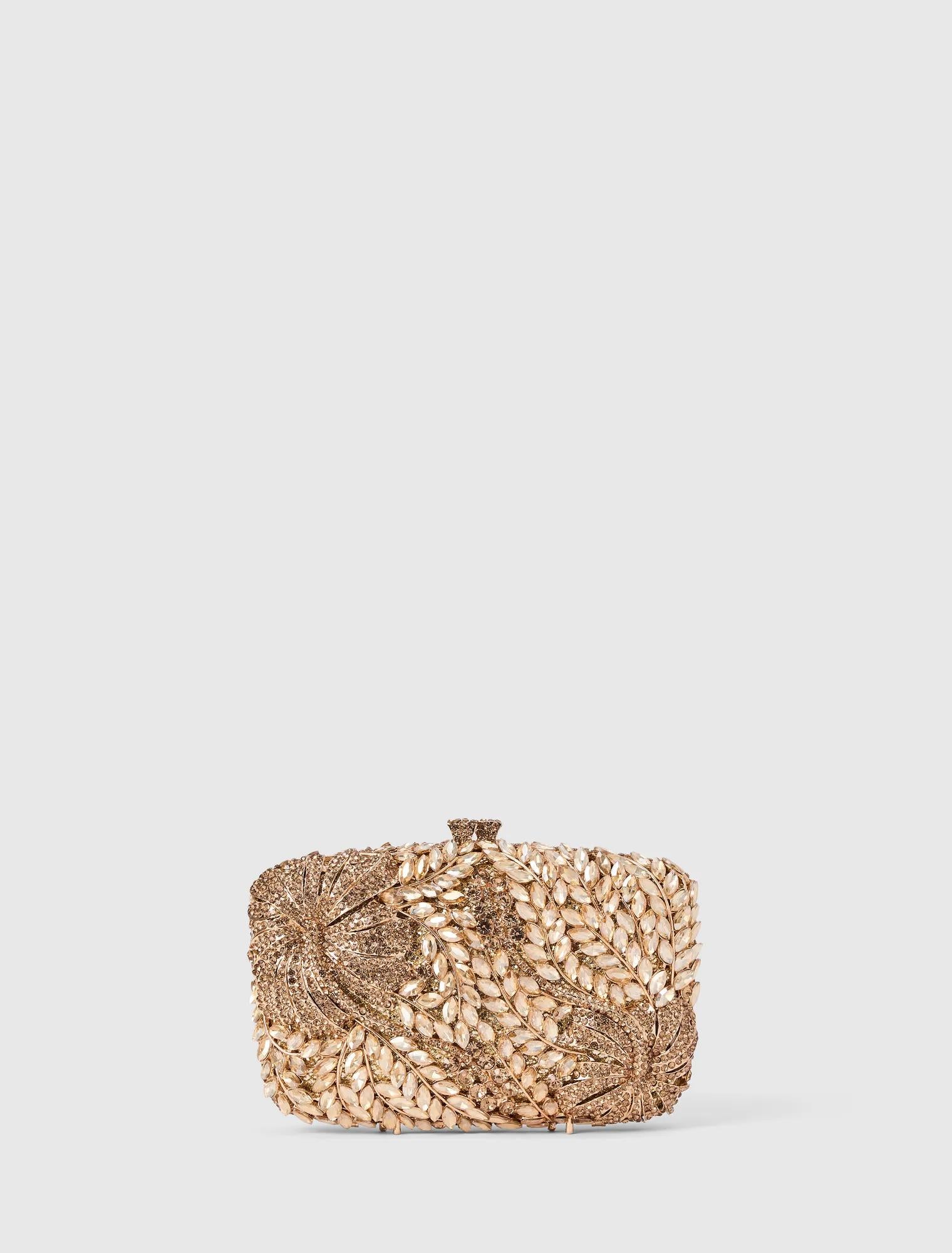 Everly Orchid Flower Clasp Hardcase Clutch Gold_mannequin