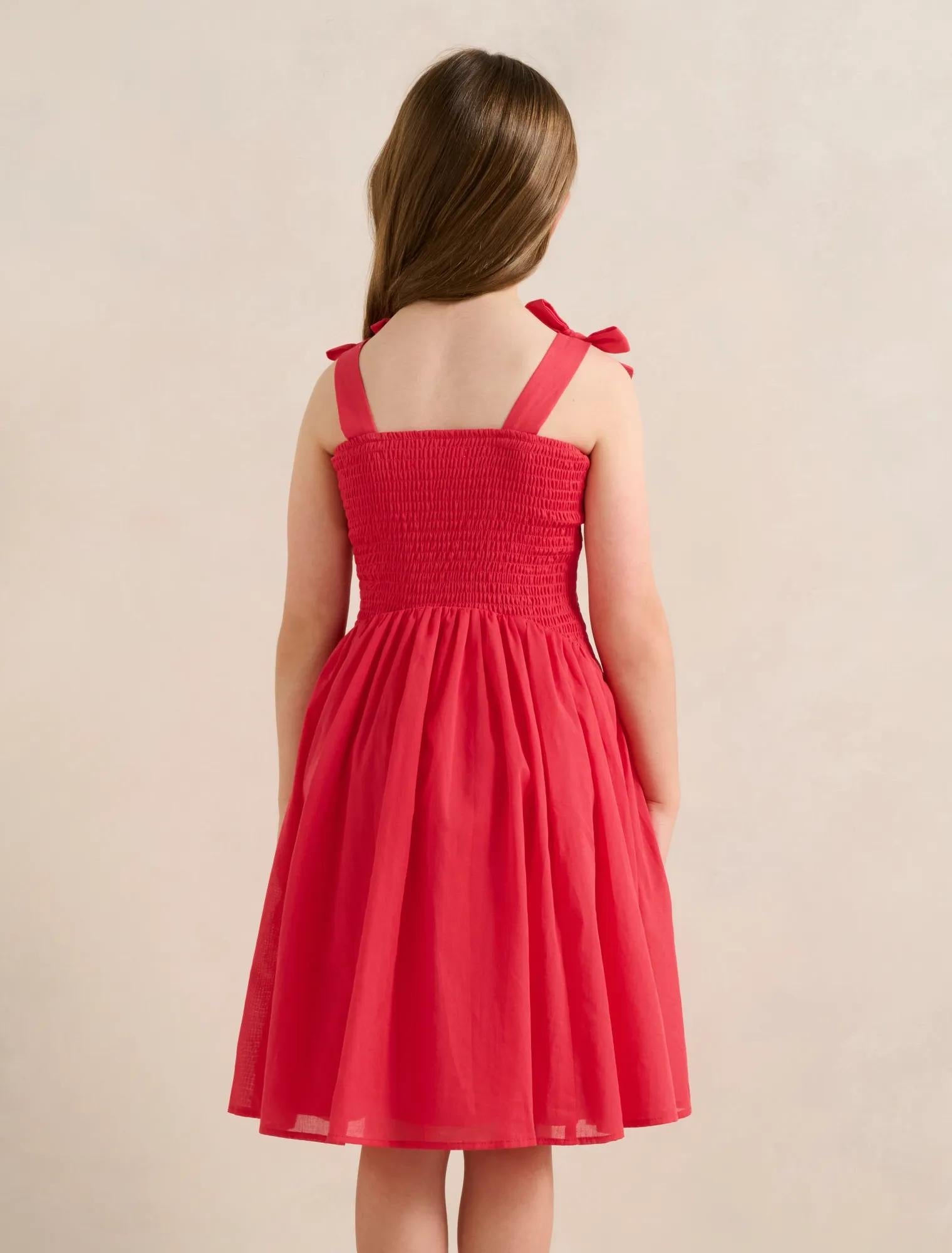 Indiana Girls Shirred Dress Claire Red