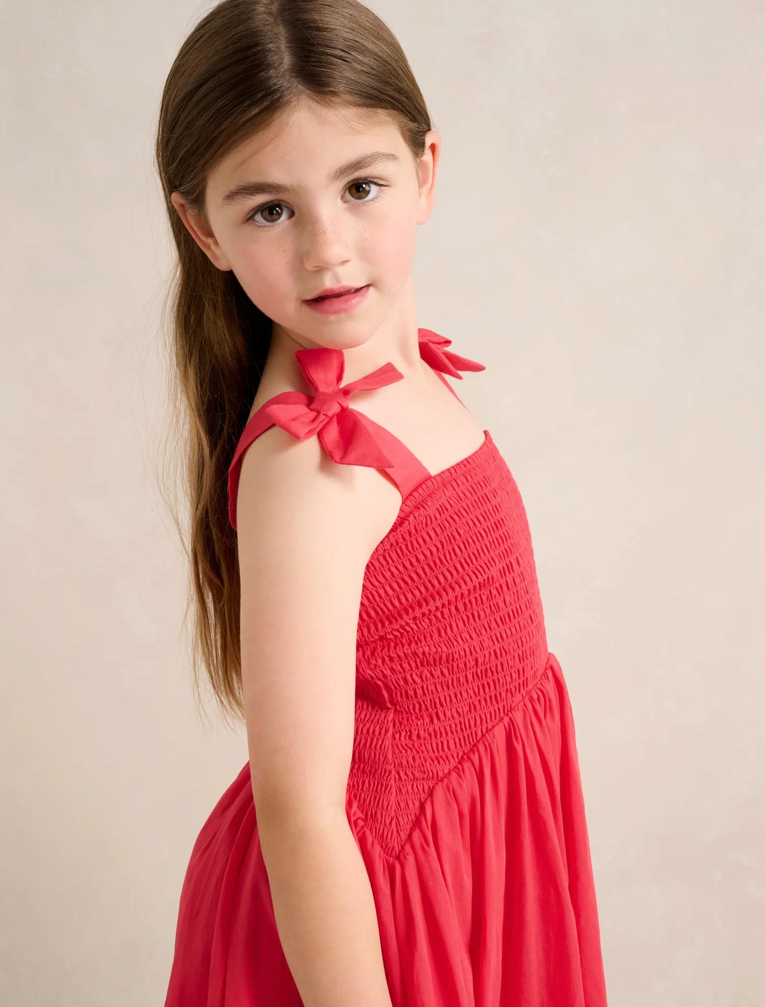 Indiana Girls Shirred Dress Claire Red