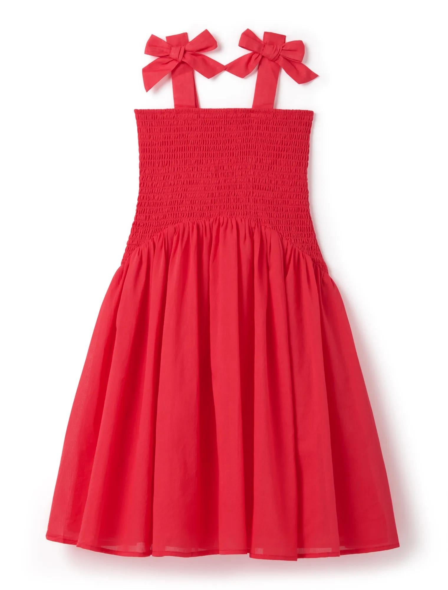Indiana Girls Shirred Dress Claire Red