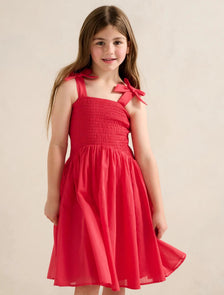 Indiana Girls Shirred Dress Claire Red
