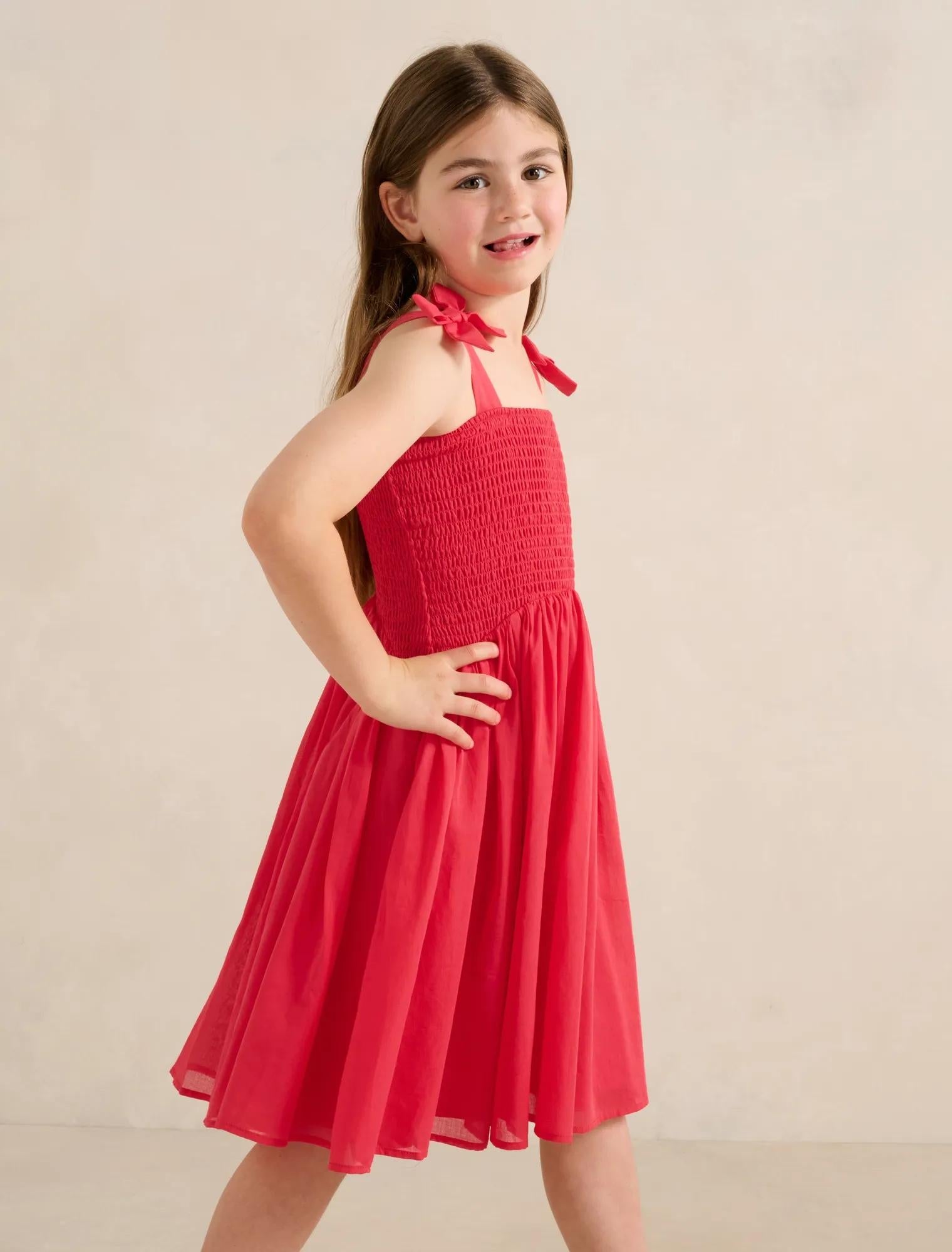 Indiana Girls Shirred Dress Claire Red