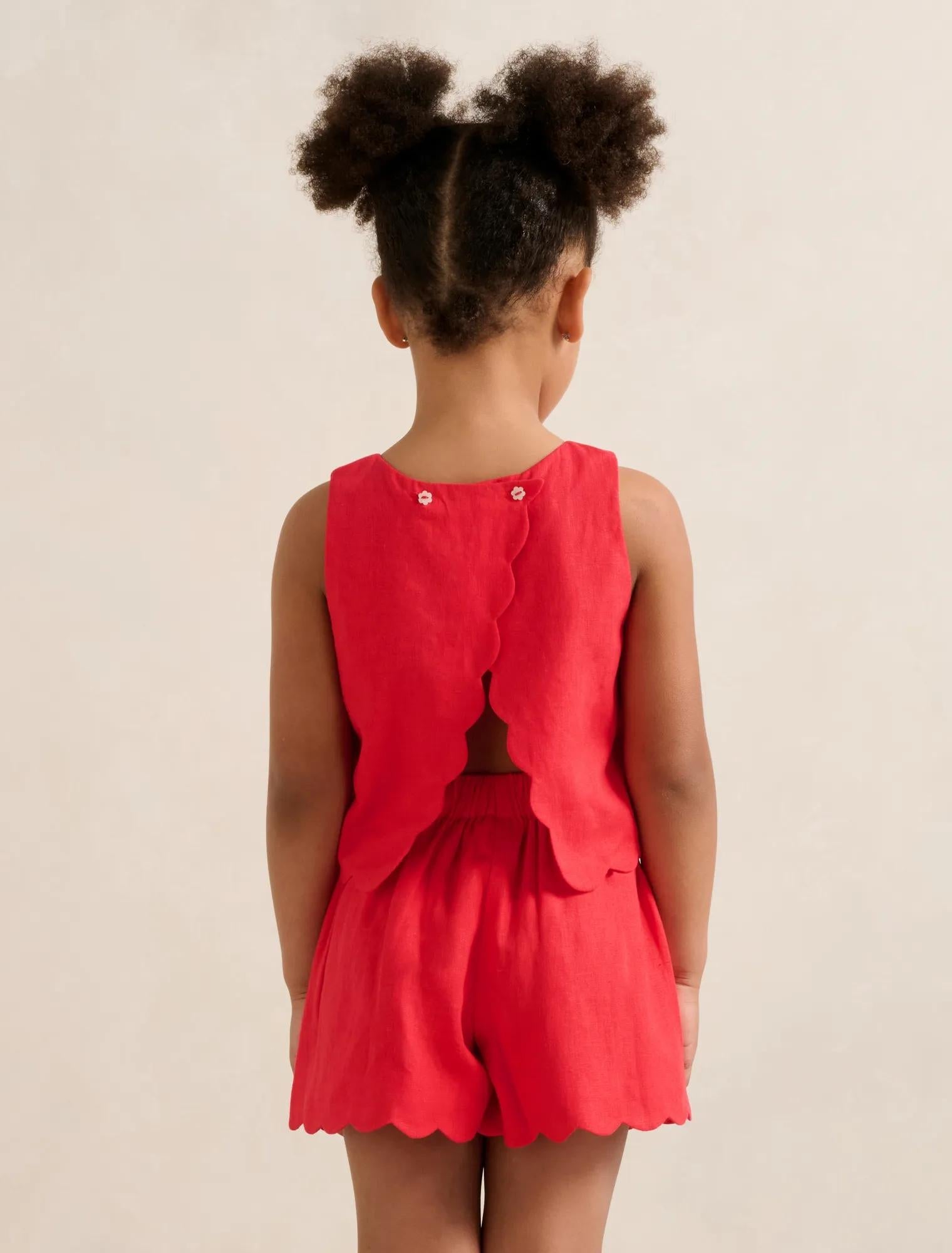 Molly Girls Scalloped Shift Top Claire Red