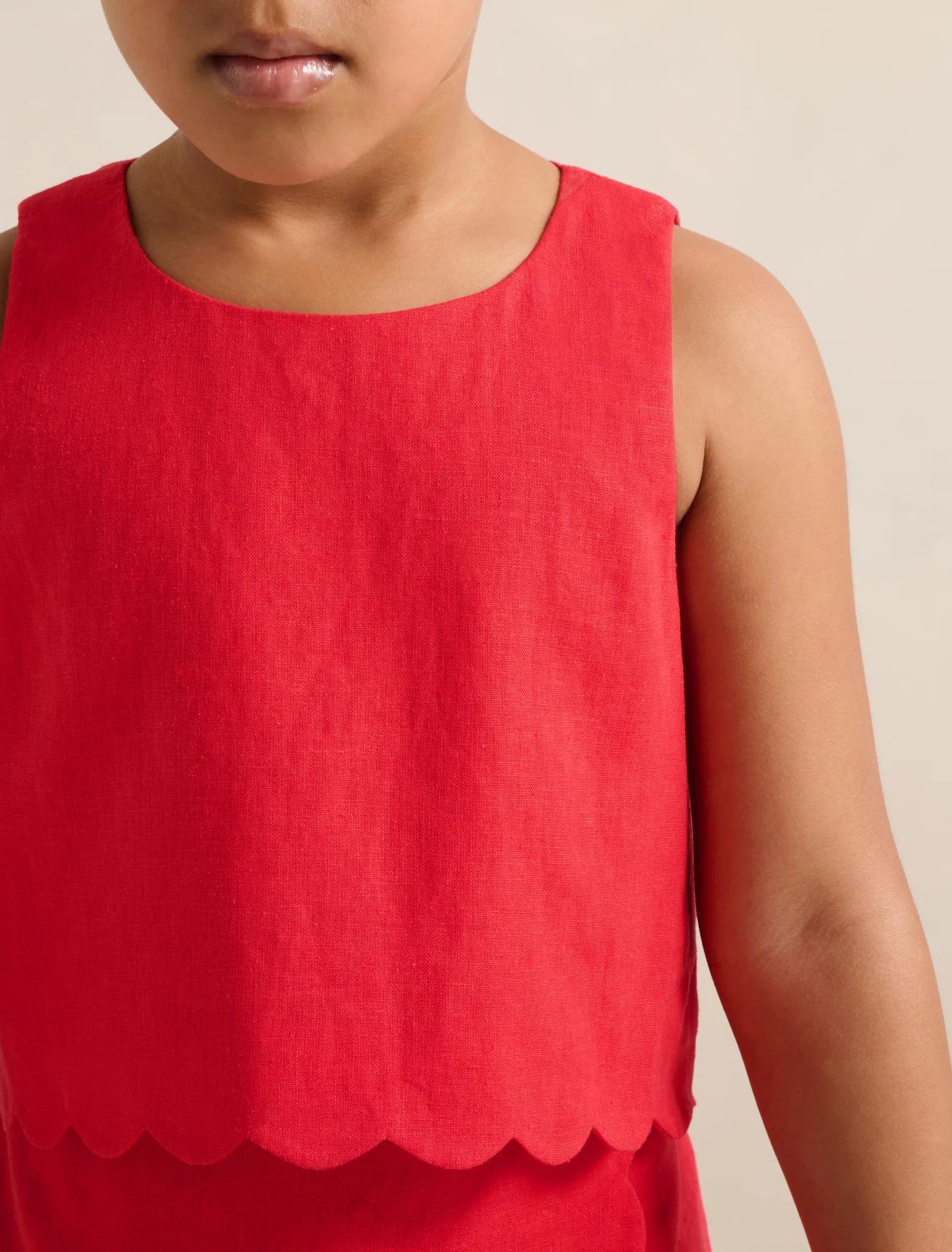 Molly Girls Scalloped Shift Top Claire Red