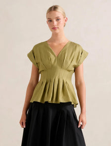 Vanessa V-Neck Top Green Olive