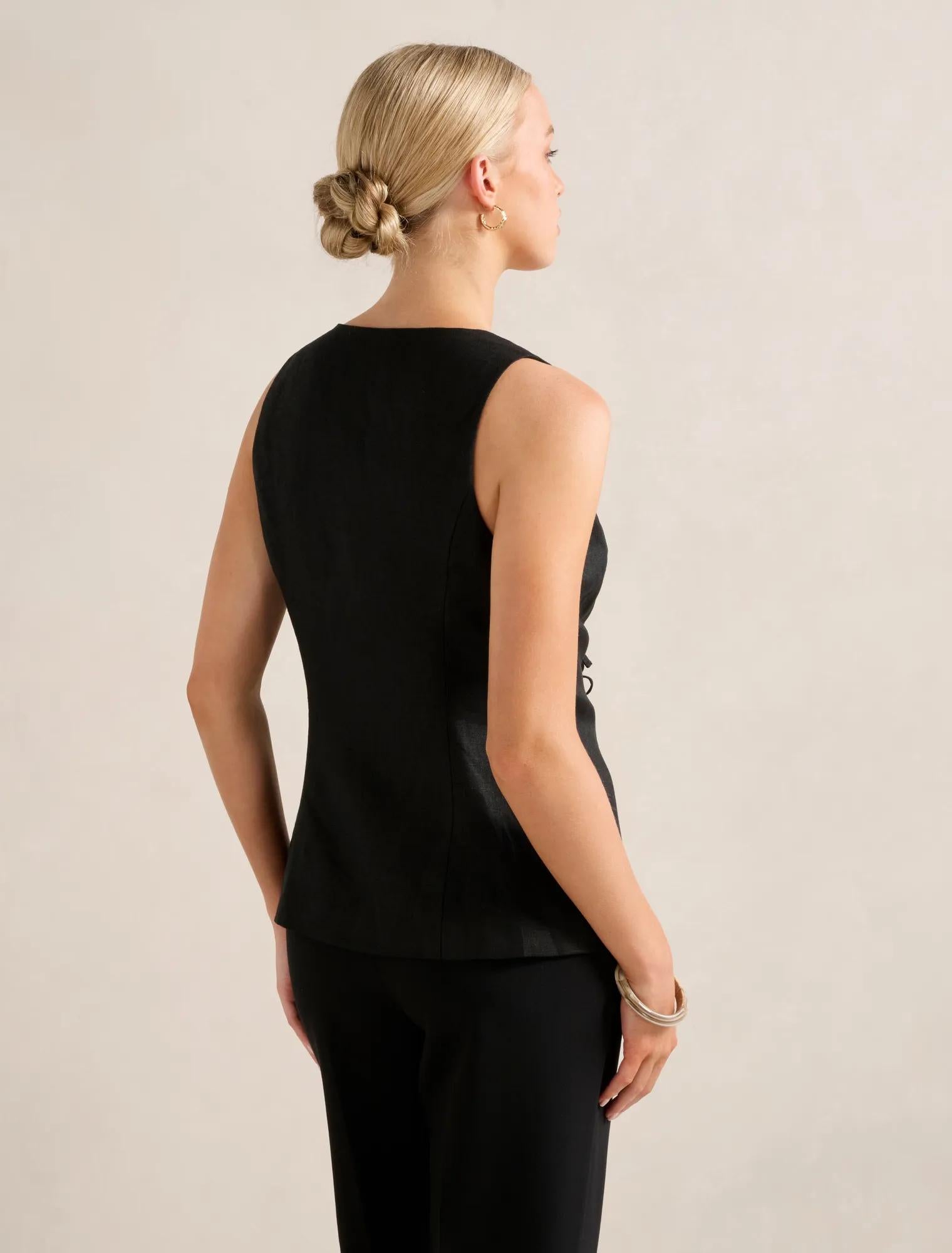 Tia Tie Front Waistcoat Black