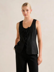 Tia Tie Front Waistcoat Black