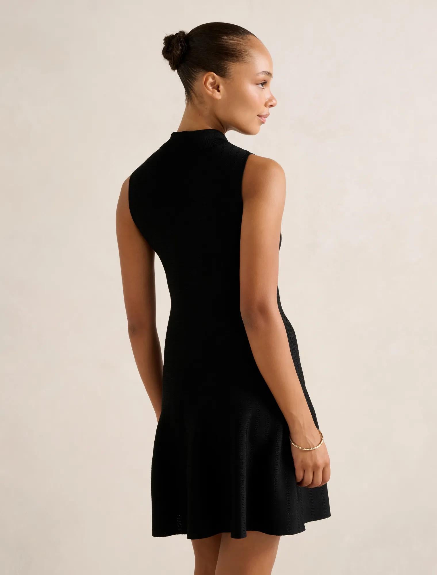 Amari Polo Knit Mini Dress Black