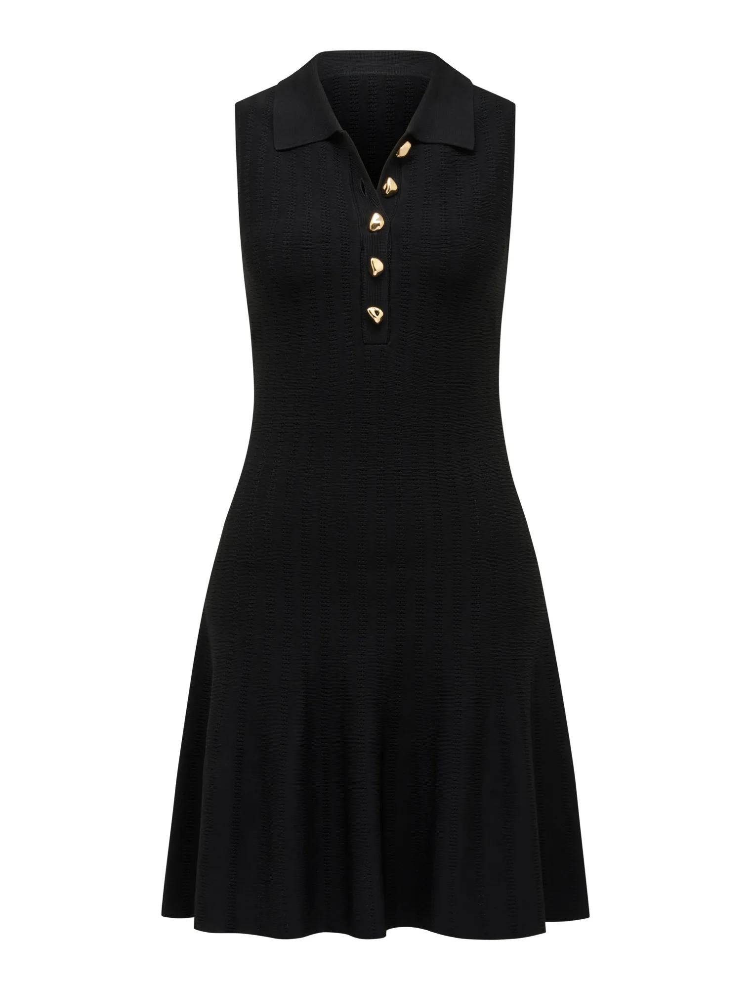 Amari Polo Knit Mini Dress Black_mannequin
