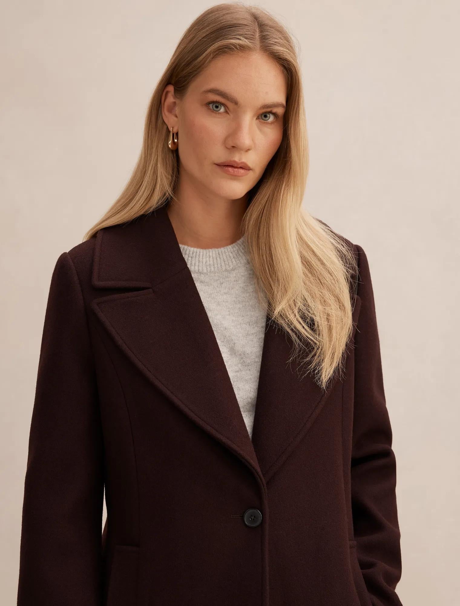 Danielle Single Breasted Coat Berry