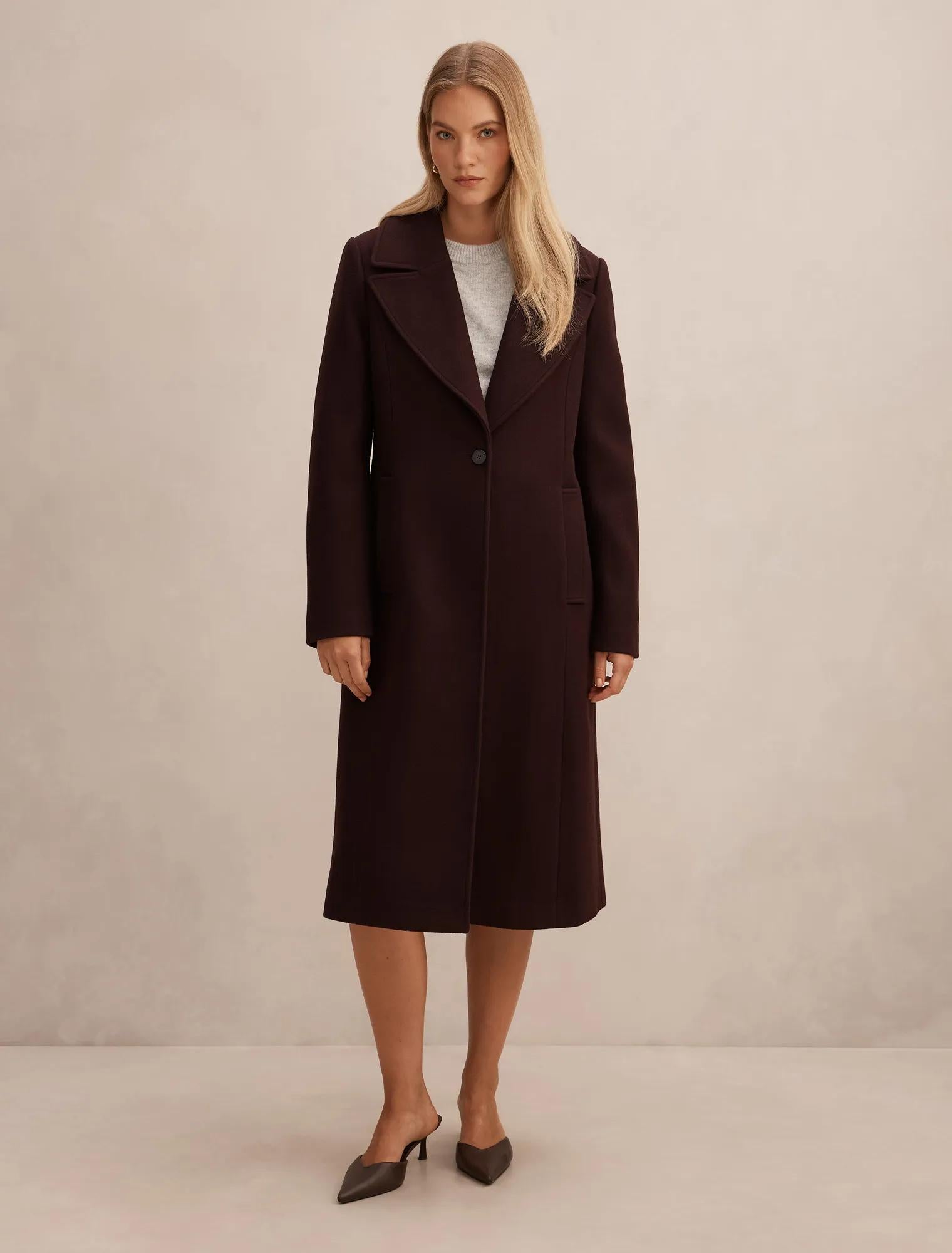 Danielle Single Breasted Coat Berry