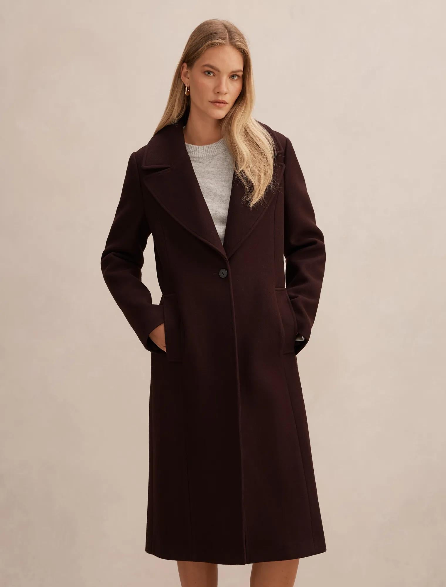 Danielle Single Breasted Coat Berry