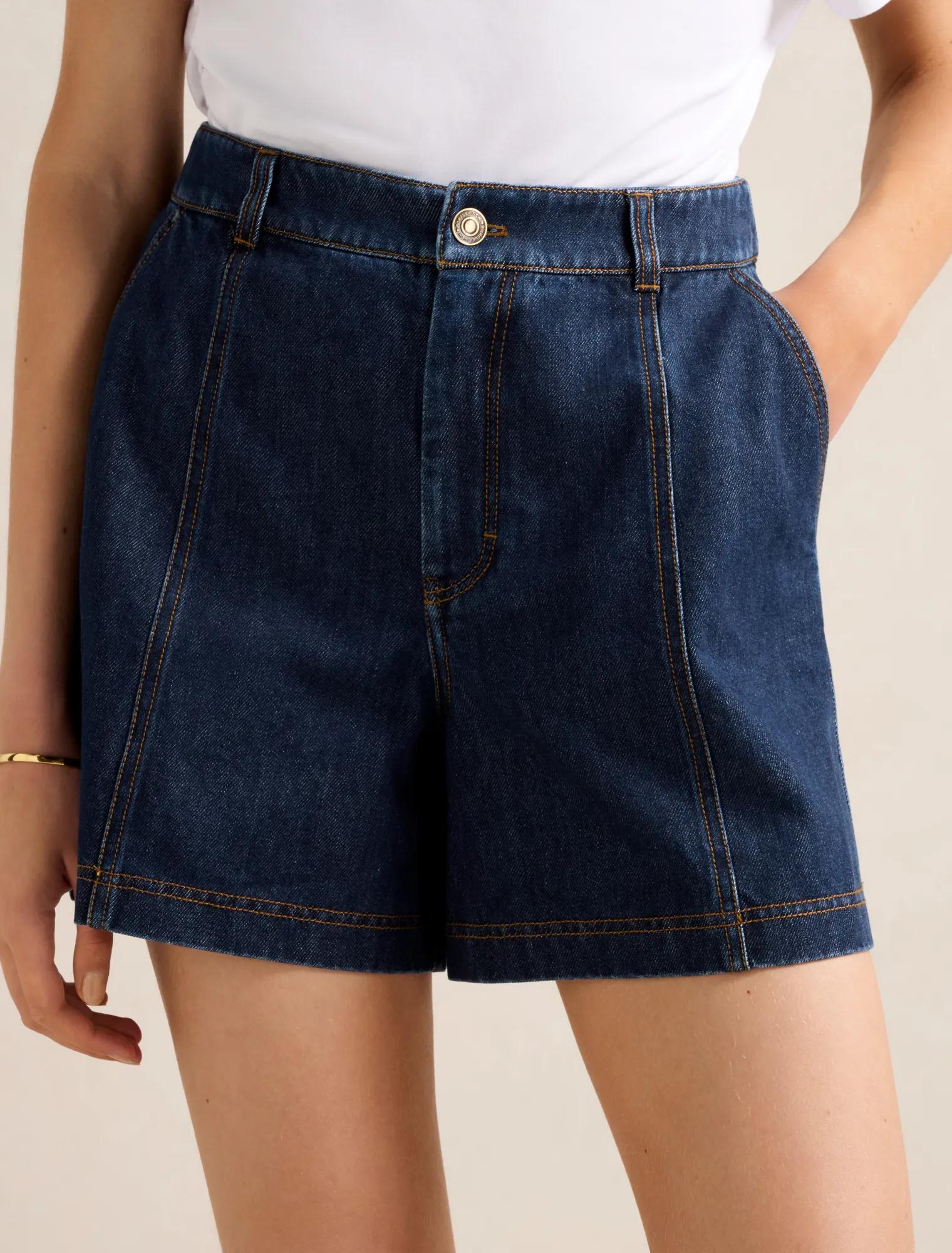 Kristen Panel Detail Shorts Dark Wash