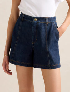 Kristen Panel Detail Shorts Dark Wash
