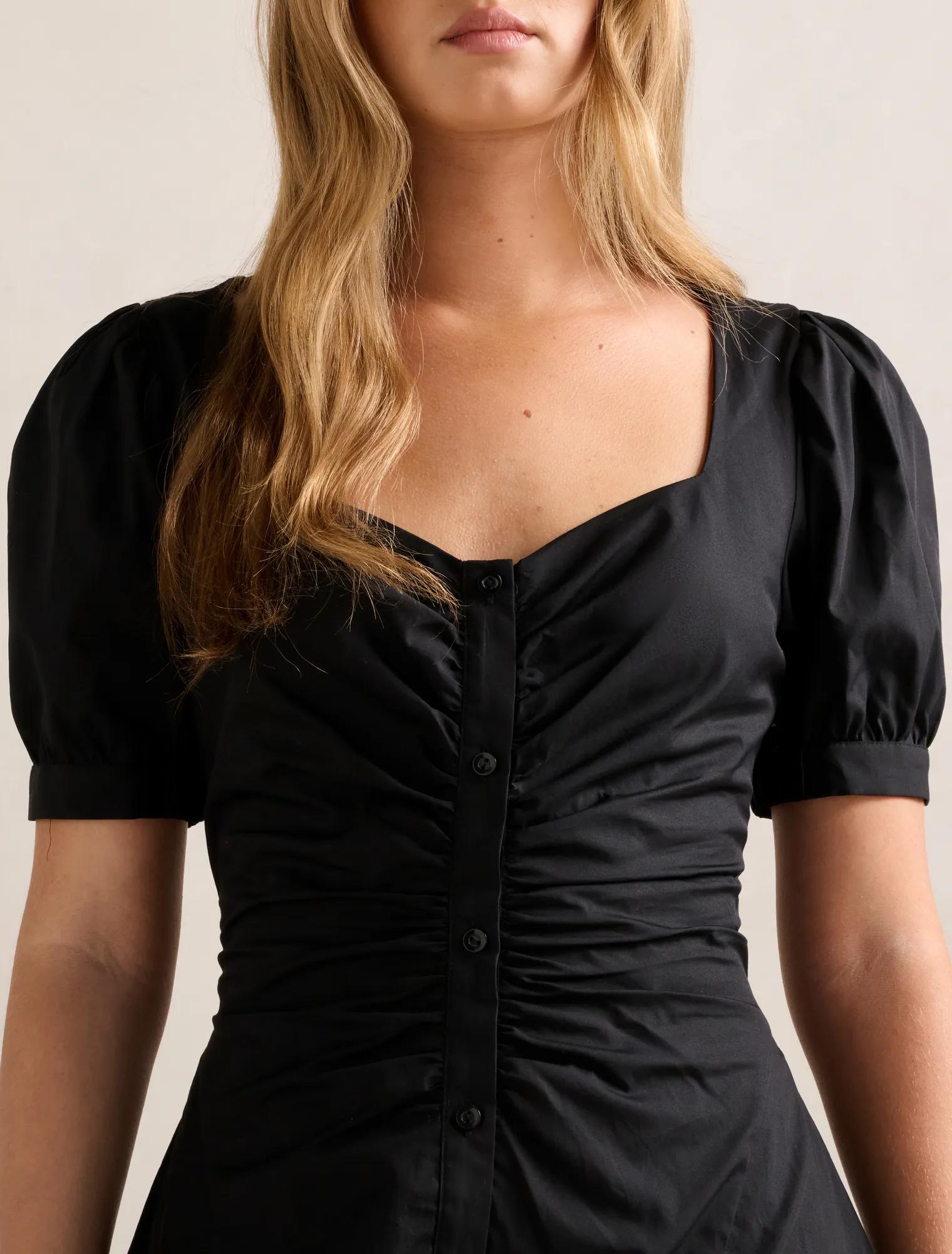 Taryn Gathered Front Midi Dress Black