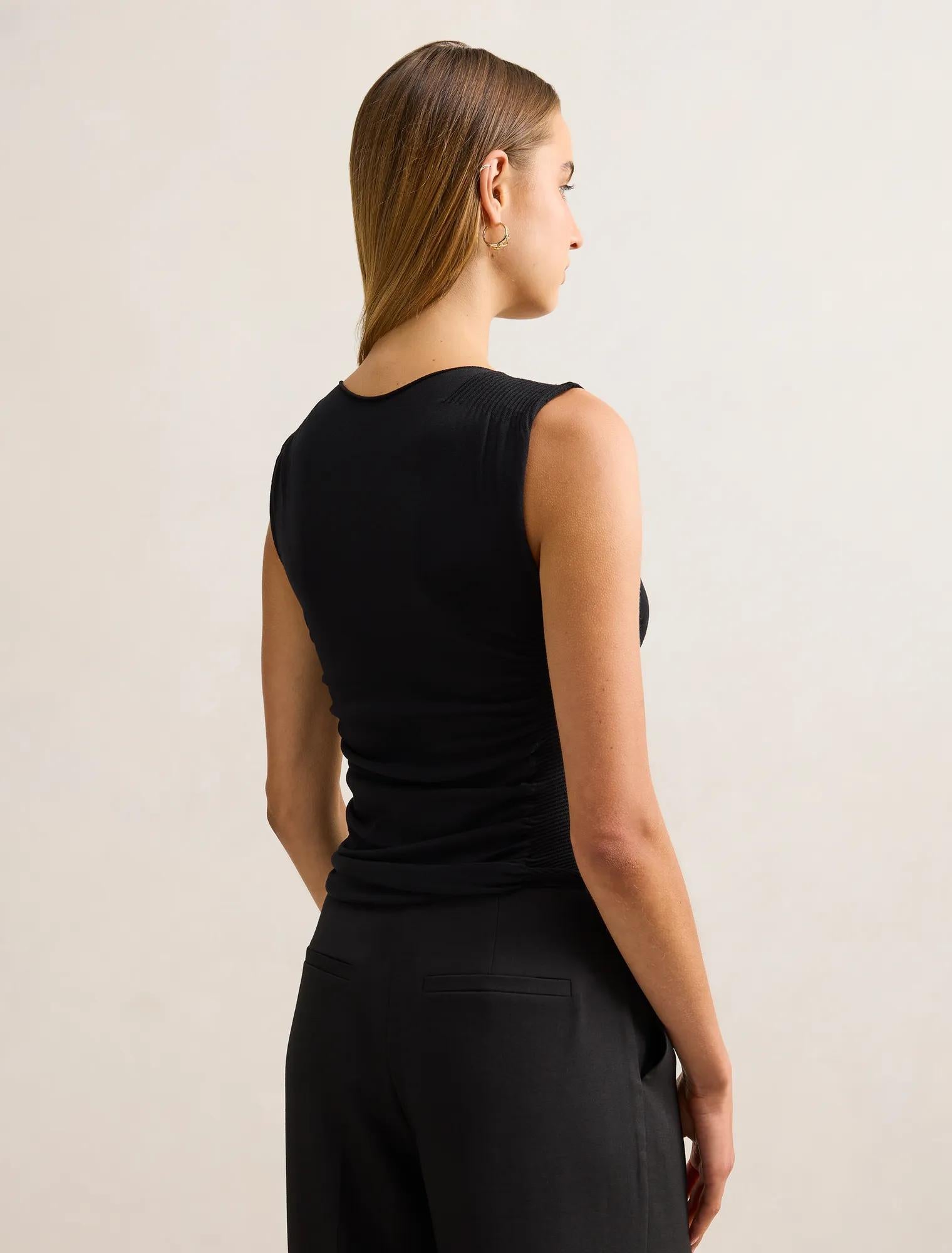 Karlie Rib Detail Knit Top Black