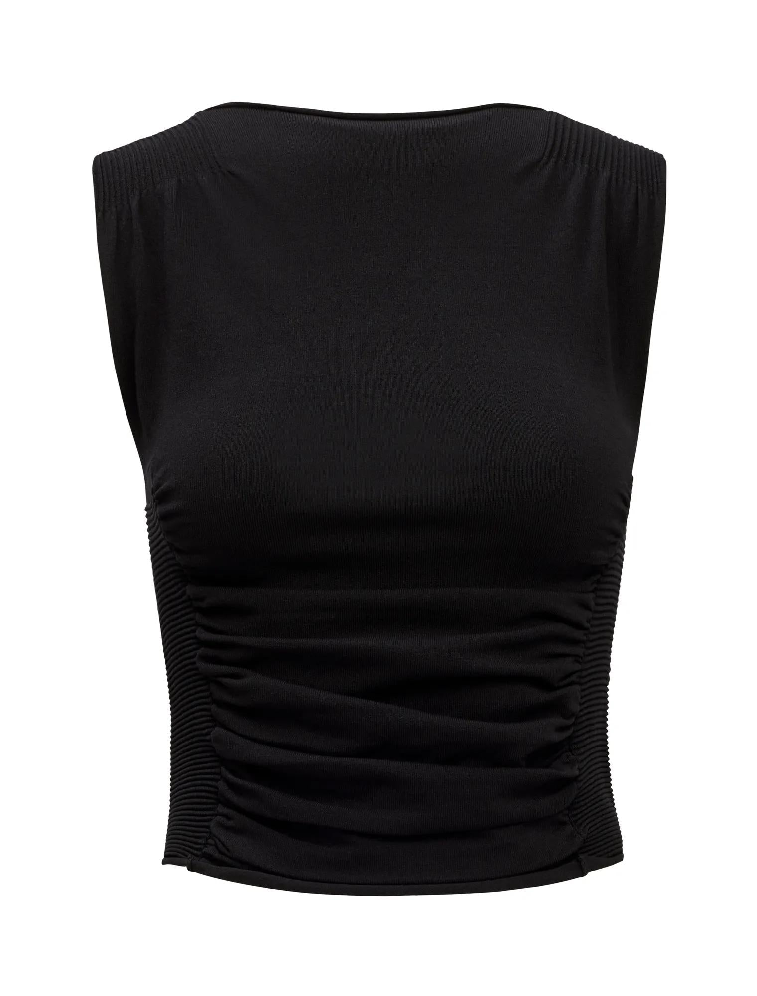 Karlie Rib Detail Knit Top Black