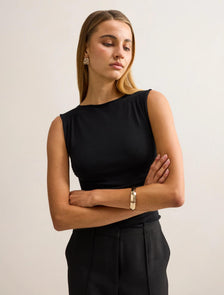 Karlie Rib Detail Knit Top Black