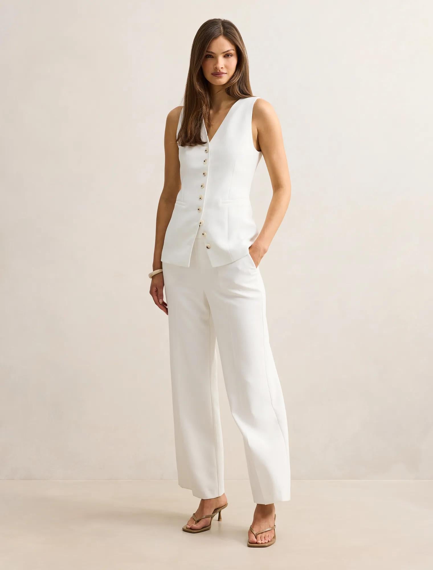 Ayla Contrast Waistcoat Porcelain