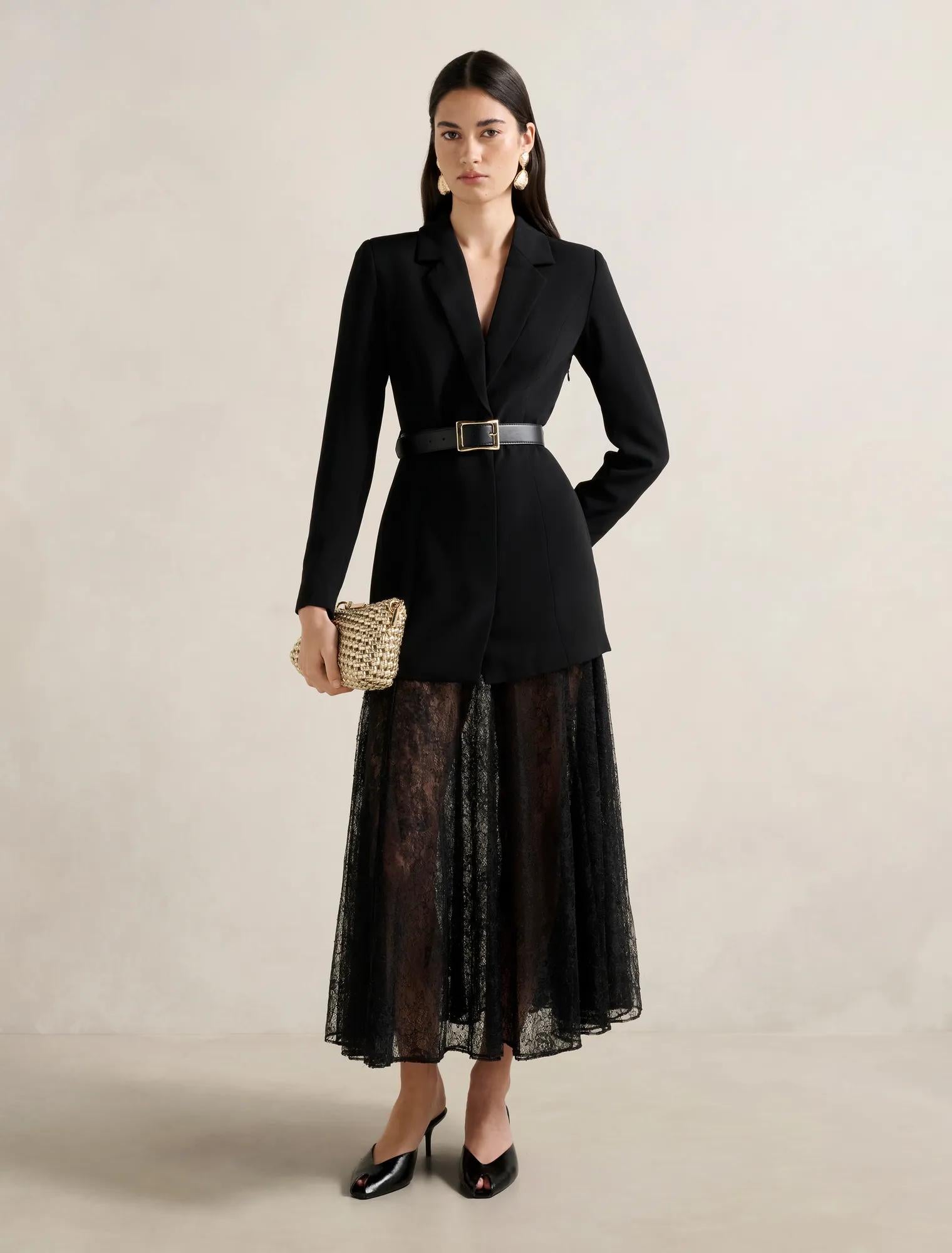 Fallon Blazer 2-in-1 Lace Dress Black
