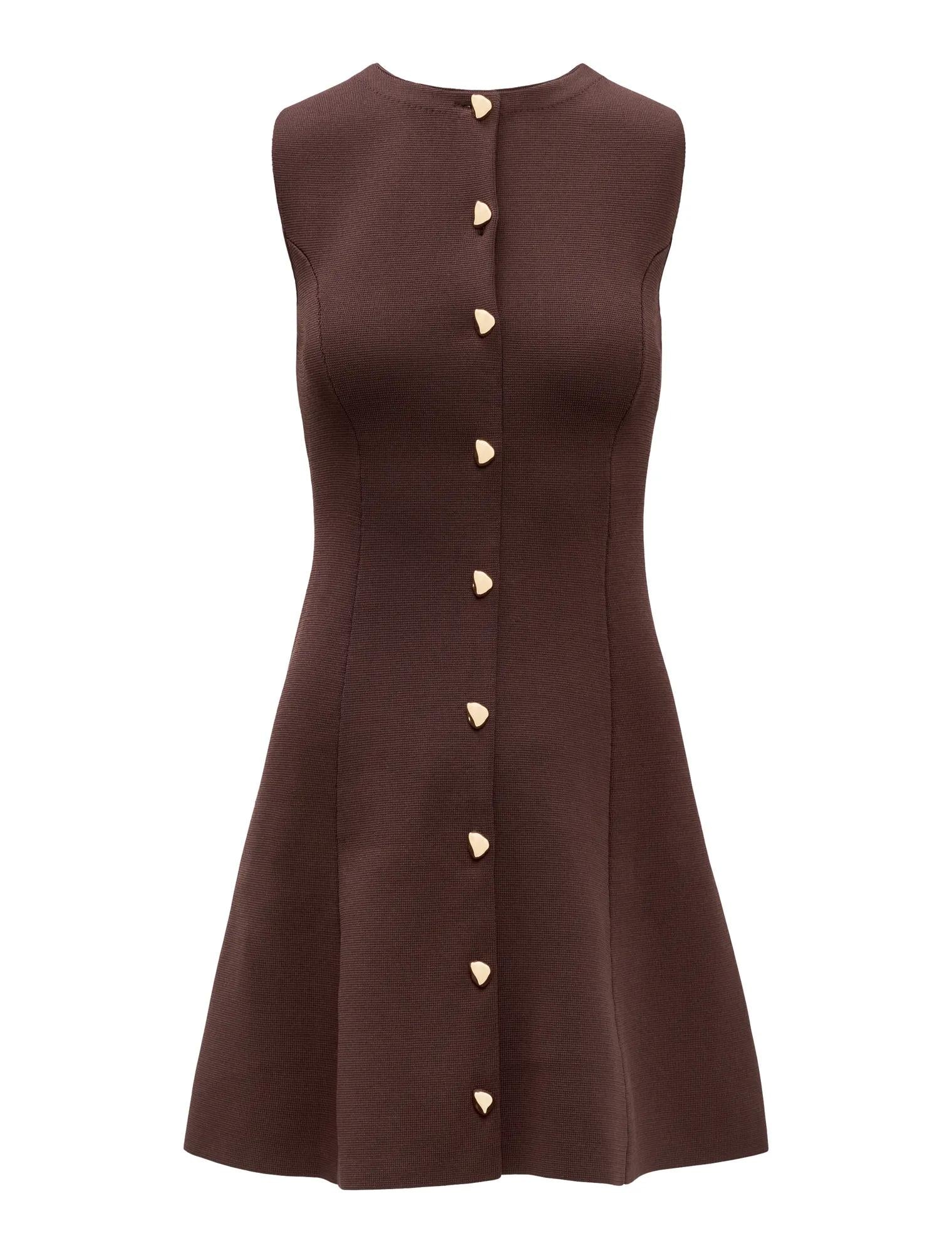 Lucienne Fit and Flare Knit Mini Dress Chocolate_mannequin