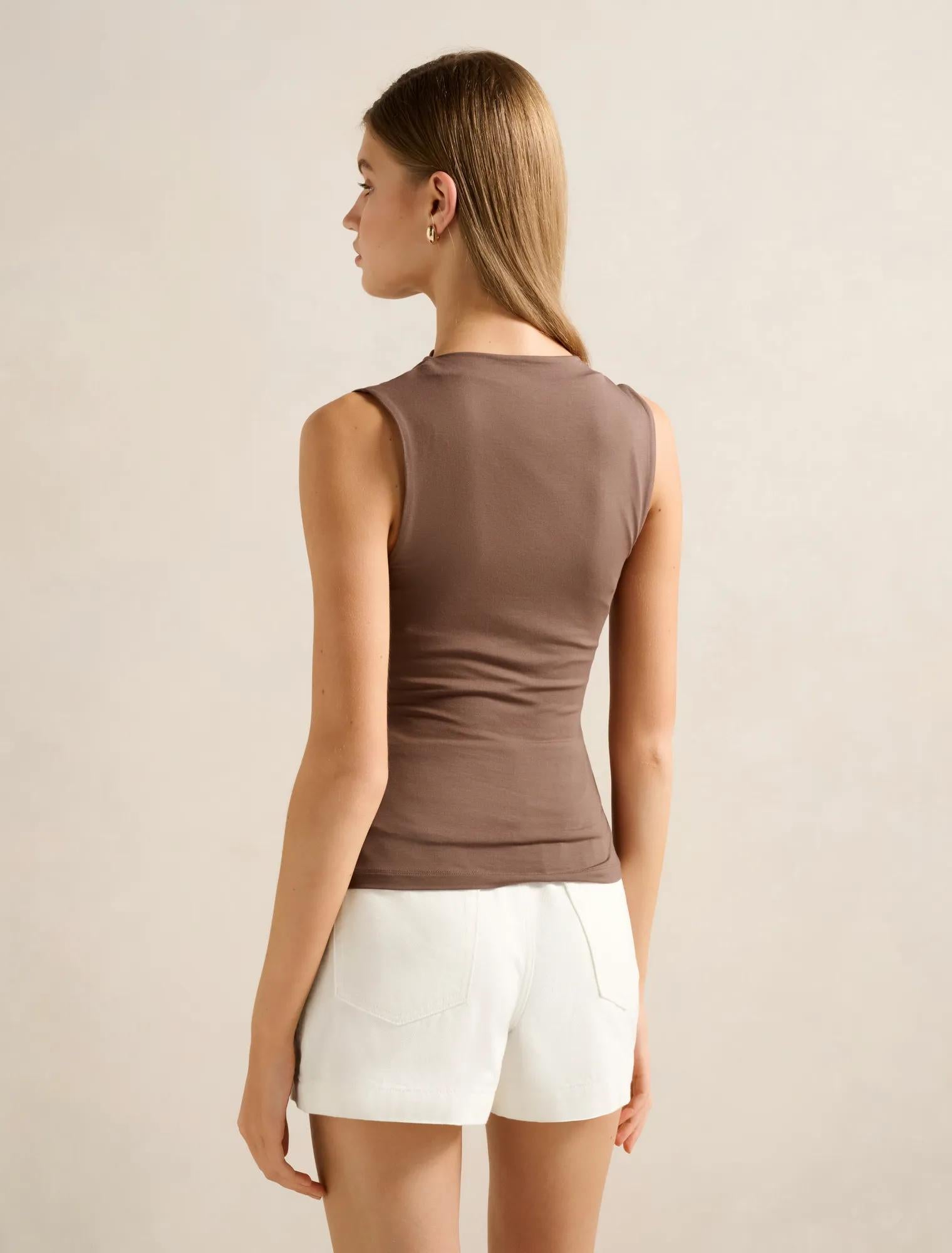 Camila Gathered Detail Tank Earth