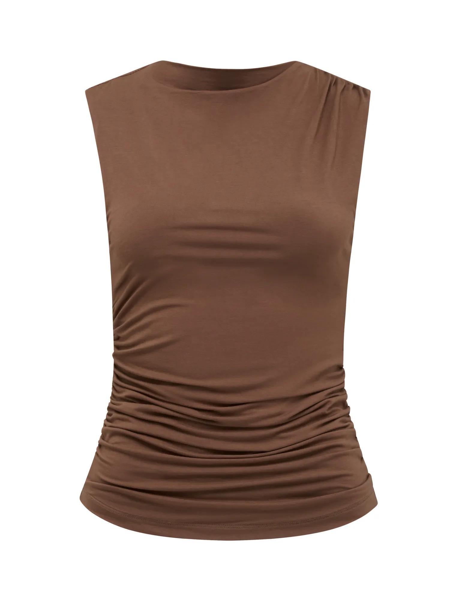 Camila Gathered Detail Tank Earth_mannequin