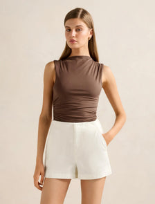 Camila Gathered Detail Tank Earth
