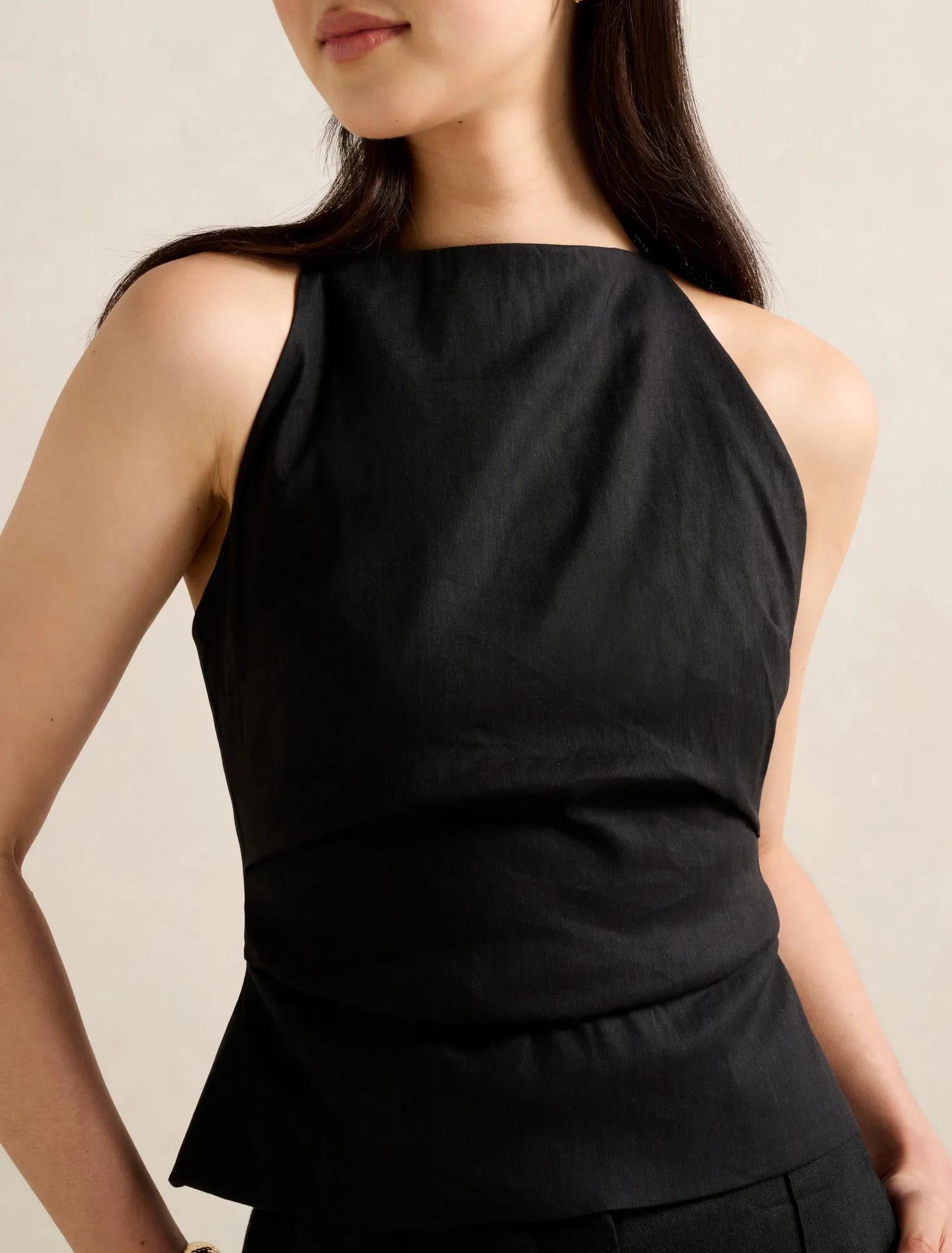 Nellie Open Back Top Black
