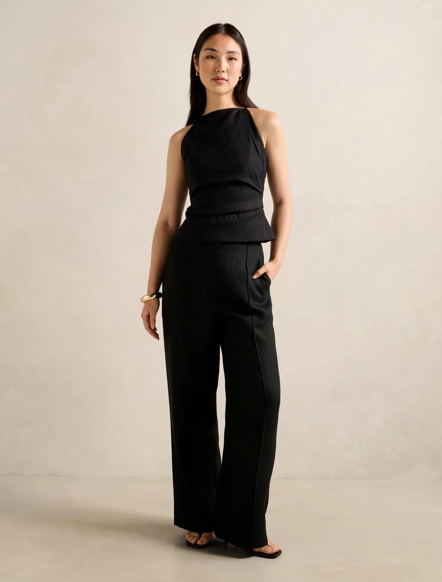 Nellie Open Back Top Black